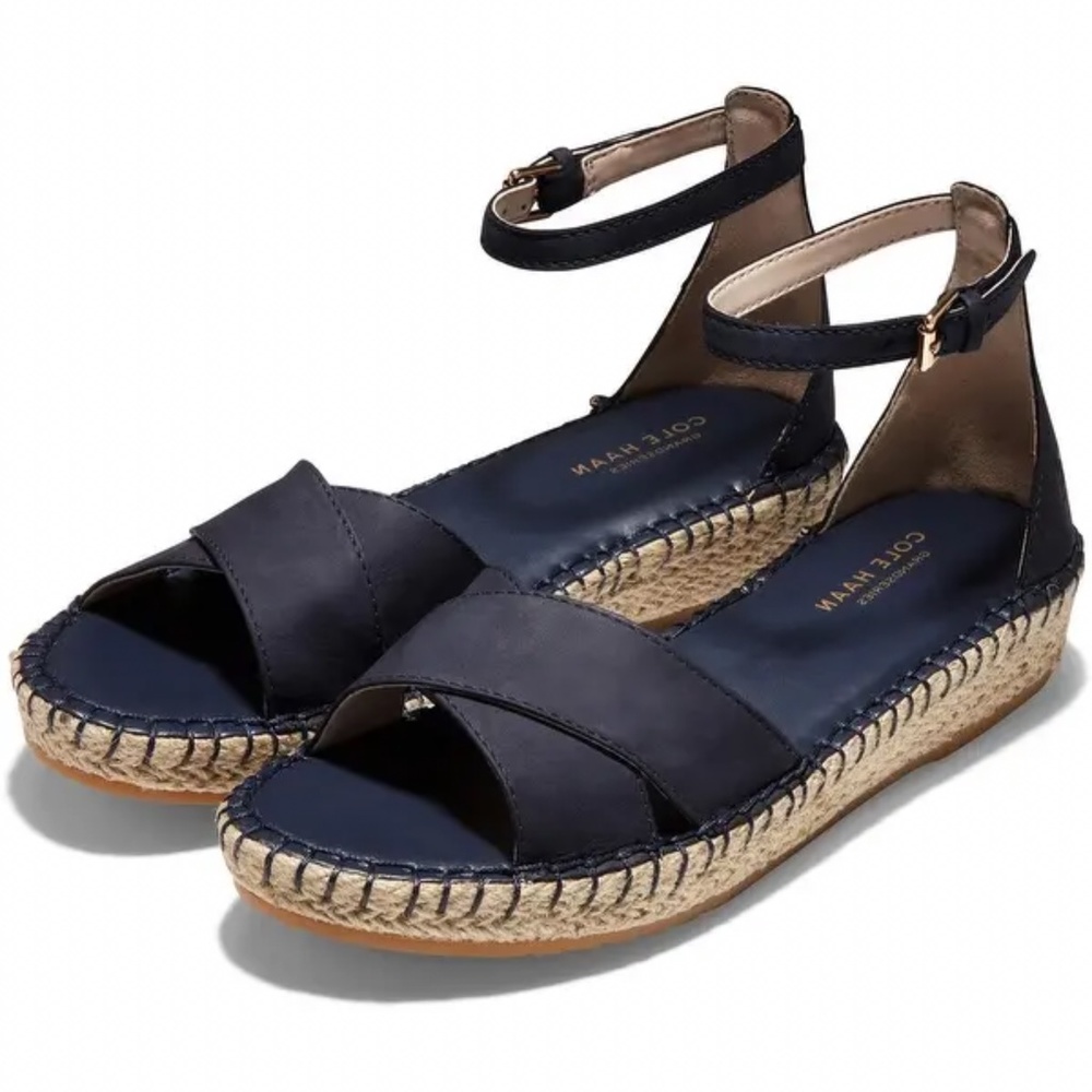 COLE HAAN CLOUDFEEL ESPADRILLE MARINE BLUE SANDALS - Picture 2 of 10